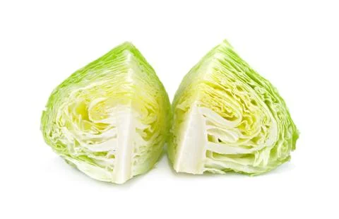 Fresh cabbage isolated on white background, Cross section of ice lettuce Stock Photos