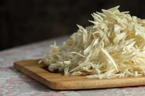 Fresh cabbage. Shredded. Cabbage on the table. Cabbage close up 스톡 사진