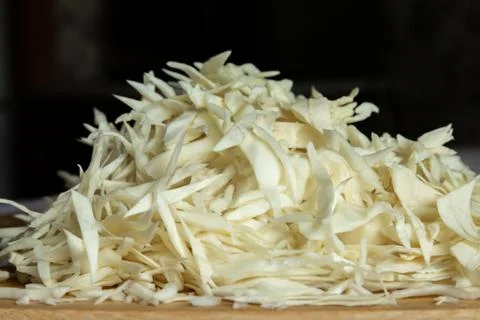 Fresh cabbage. Shredded. Cabbage on the table. Cabbage close up. 스톡 사진