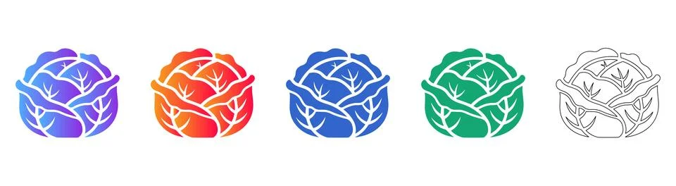 Fresh Cabbage Vegetable Icon Set Stock-Illustration