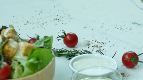 Fresh Caesar salad Video stock 83883803