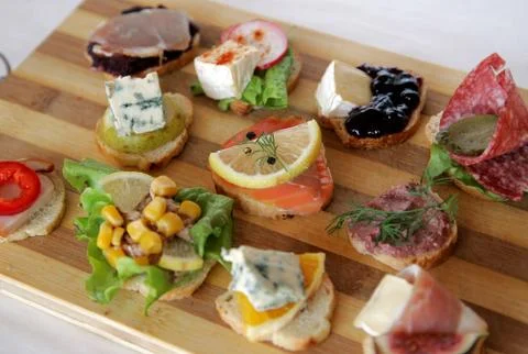 Fresh canapes Stock Photos