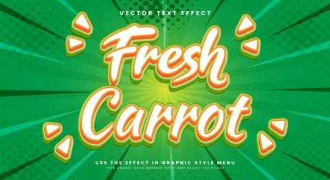 Fresh Carrot 3d editable text effect template Stock Illustration