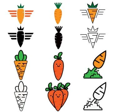 Fresh carrot collection illustration logo Stock Illustration
