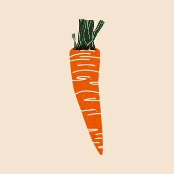 Fresh carrot with riso print effect. Organic natural vegetable, healthy diet Stock Illustration