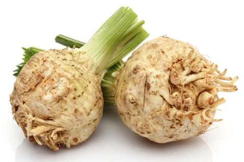 Fresh celeriac on white background Stock Photos
