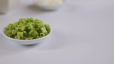Fresh celery ingredients, slider shoot Stock Footage 130846428