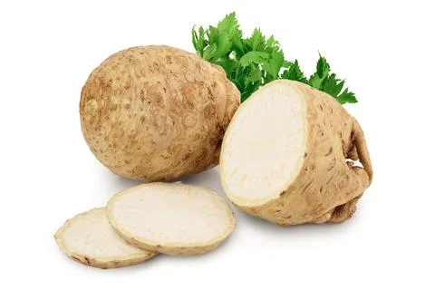 Fresh celery root isolated on white background Stock Photos