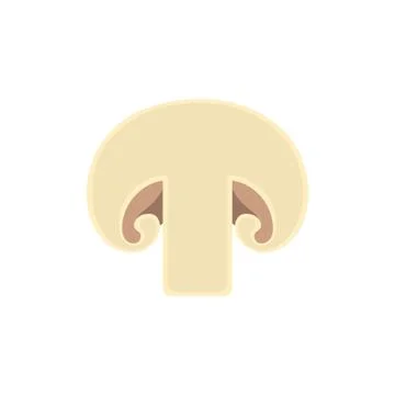 Fresh champignon isolated on white background. Mushroom icon for market. Vector. Stock Illustration