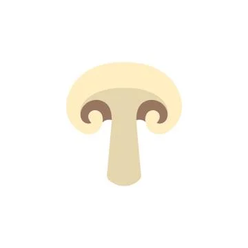 Fresh champignon isolated on white background. Mushroom icon for market. Vector. Stock Illustration