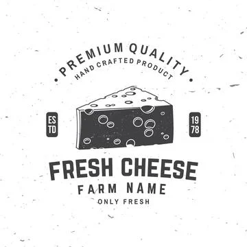 Fresh cheese badge design. Template for logo, branding design with triangle b Stock Illustration
