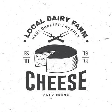Fresh cheese badge design. Template for logo, branding design with block ch.. Stock Illustration
