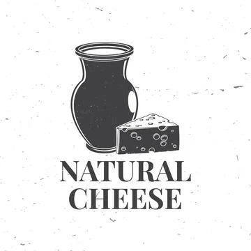 Fresh cheese badge design. Template for logo, branding design with triangle b Stock Illustration