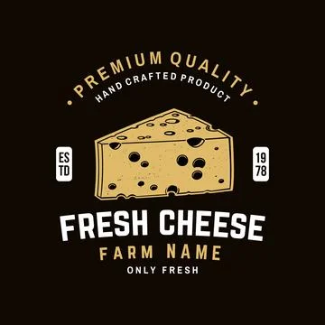 Fresh cheese badge design. Template for logo, branding design with triangle b Stock Illustration