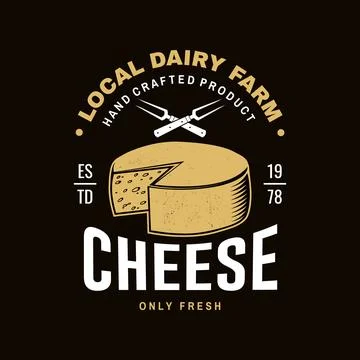 Fresh cheese badge design. Template for logo, branding design with block ch.. Stock Illustration