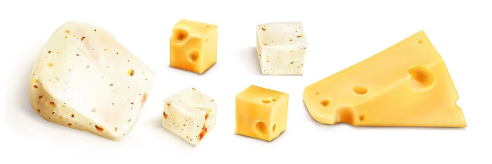 Fresh cheese blocks with spices Stock Illustration