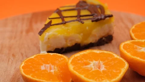 Fresh cheesecake rotate Stock Footage 261800640