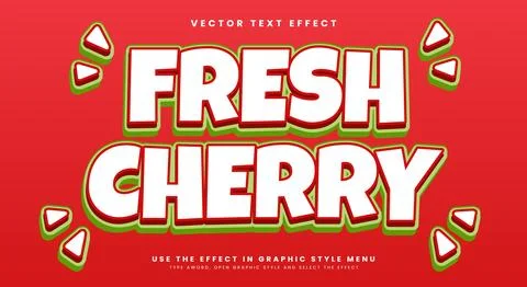 Fresh Cherry 3d editable text effect template Stock Illustration