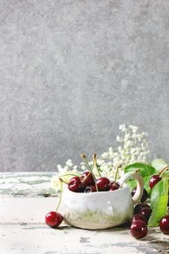 Fresh cherry berries Stock Photos