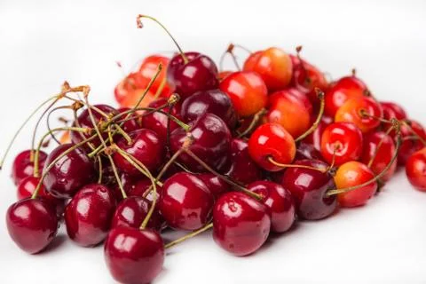 Fresh cherry with drop the water Stock Photos