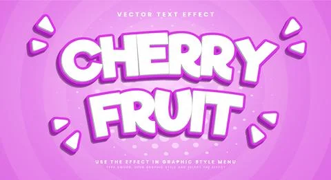 Fresh Cherry fruit editable text effect template Stock Illustration