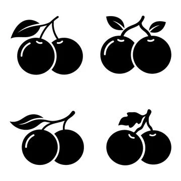 Fresh cherry fruit silhouette set vector illustration Stock Illustration