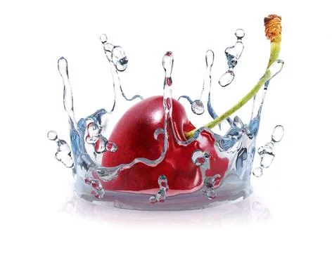 Fresh Cherry Fruit With Water Splash,3d rendering Stock Illustration