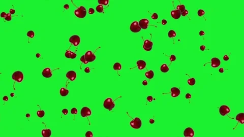 Fresh cherry fruits motion graphics with green screen background Stock Footage 327691904