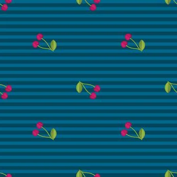 Fresh Cherry Hand drawn Seamless Pattern design. Red Cherry Berry creative Stock Illustration