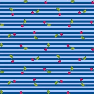 Fresh Cherry Hand drawn Seamless Pattern design. Red Cherry Berry creative Stock Illustration