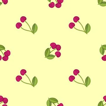 Fresh Cherry Hand drawn Seamless Pattern design. Red Cherry Berry creative Stock Illustration