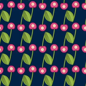 Fresh Cherry Hand drawn Seamless Pattern design. Red Cherry Berry creative Stock Illustration