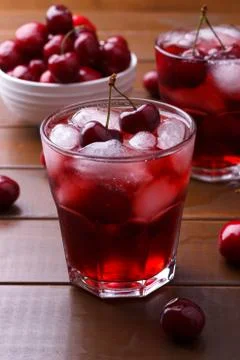 Fresh cherry juice Stock Photos