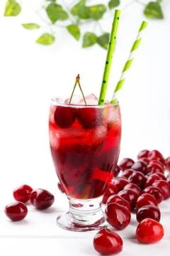 Fresh cherry juice Stock Photos