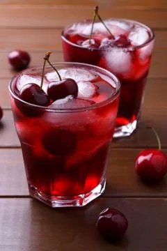 Fresh cherry juice Stock Photos