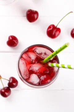 Fresh cherry juice Stock Photos