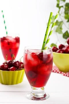 Fresh cherry juice Stock Photos