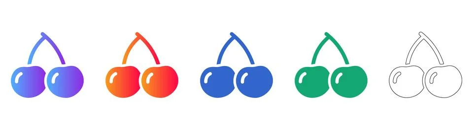 Fresh Cherry Pair Icon Set for Culinary Use Ilustração Stock