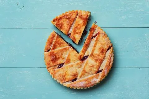 Fresh cherry pie Stock Photos