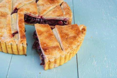 Fresh cherry pie Stock Photos