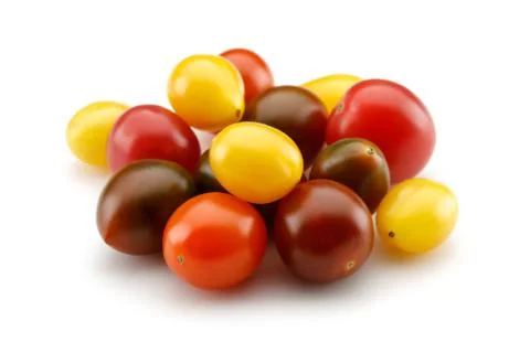 Fresh cherry tomatoes isolated on white Stock Photos