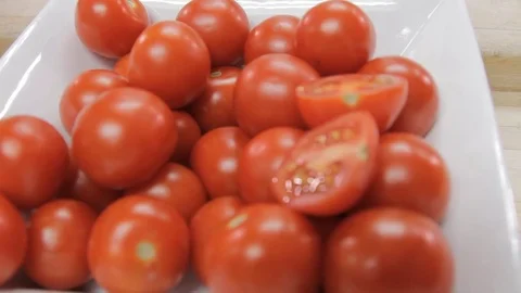 Fresh Cherry tomatoes juicy Stock Footage 72190845