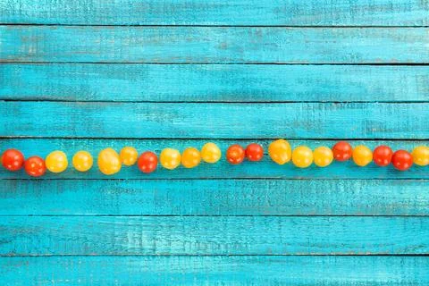 Fresh cherry tomatoes on table 写真素材