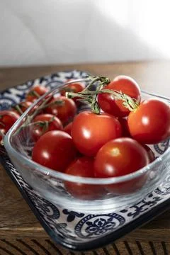 Fresh Cherry Tomatoes on the Vine Stock Photos