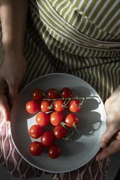 Fresh Cherry Tomatoes on the Vine Stock-Fotos