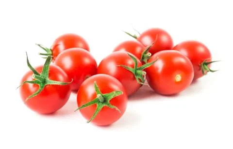 Fresh cherry tomatoes on white background, raw food and vegetable concept Stock Photos