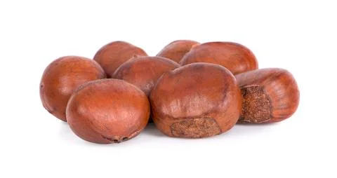 Fresh chestnuts on white background Stock Photos