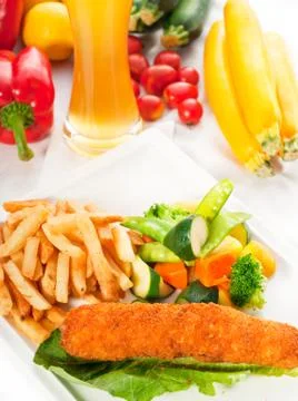 Fresh chicken breast roll and vegetables Stock Photos