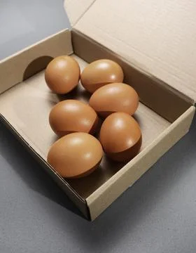 Fresh Chicken brown eggs on table Fotos Stock