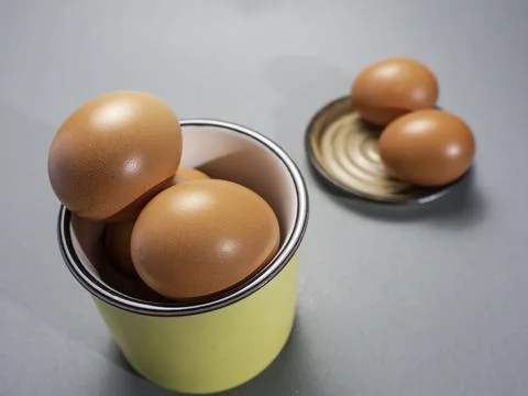 Fresh Chicken brown eggs on table Фото